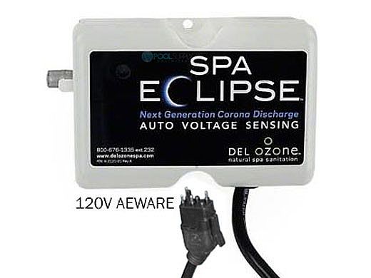 DEL OZONE Spa Eclipse Corona Discharge Ozone Generator | 1,000 Gallons | 120V | Aeware Cord | ECS-1RPAW120-U