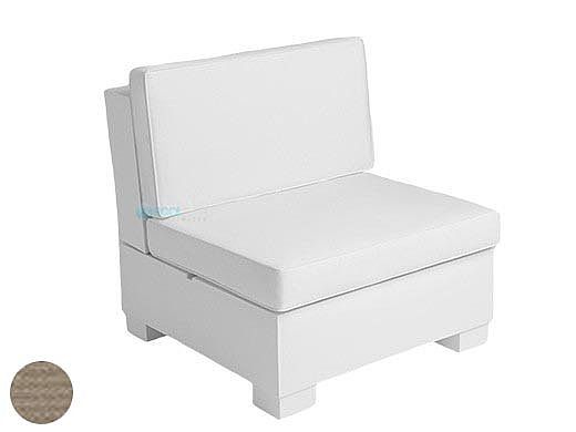 Ledge Lounger Signature Collection Sectional | Middle Piece White Base | Taupe Standard Fabric Cushion | LL-SG-S-M-SET-W-STD-4648