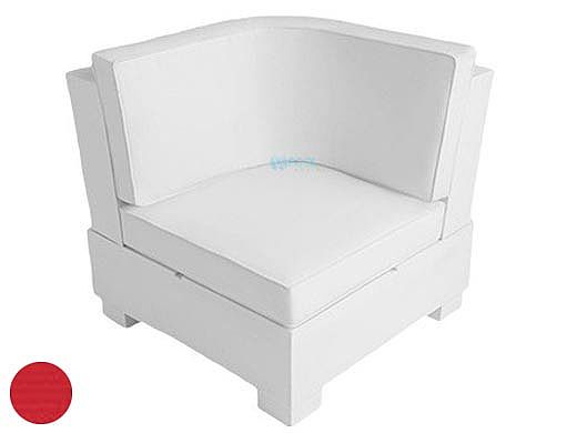 Ledge Lounger Signature Collection Sectional | Corner Piece White Base | Jockey Red Premium 1 Fabric Cushion | LL-SG-S-C-SET-W-P1-4603