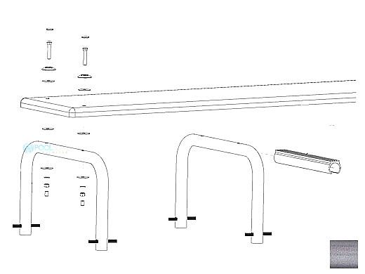 Inter-Fab U-Stands&trade; 18" U-Style Diving Standards Steel Base Only | Hammertone Gray | DBU18049-6