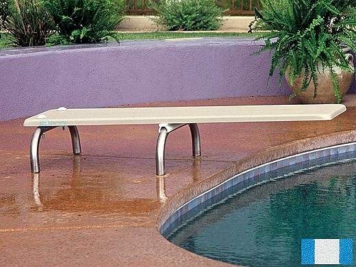 Inter-Fab U-Stands Base with Duro-Beam aquaBoard&trade; Board Complete | 8' Blue with White Top Tread and 18" White Powder Coated Steel Base | DB8BW-US18