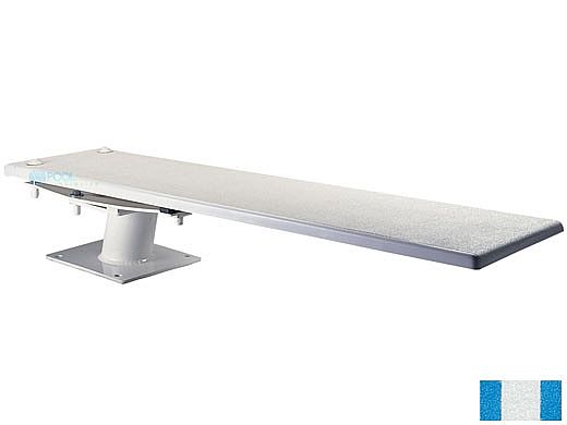 Inter-Fab Techni-Spring Steel Base with Techni-Beam Board Complete | 6' Blue with White Top Tread and White Base | TB6BW-TSB