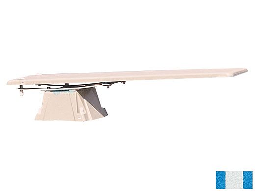 Inter-Fab Techni-Spring Fiberglass Base with Techni-Beam Board Complete | 6' Blue with White Top Tread and White Base | TB6BW-TSBF