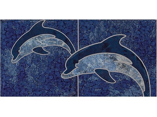 National Pool Tile Bermuda 6x12 Dolphin Deco | Blue Cobalt | CLD-BL-DL2
