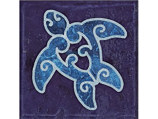 National Pool Tile Aquarius Collection Waters 6x6 Turtle Deco | Deep Cobalt | CLD-DC-TR1