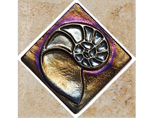 National Pool Tile Bellagio 6x6 Deco | Nautilus Glass Insert | BEL-DECO NAUTILUS