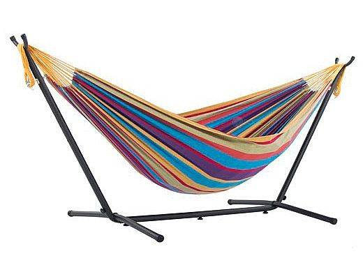 Vivere Double Cotton Hammock with Stand | 9-Foot Tropical | UHSDO9-20