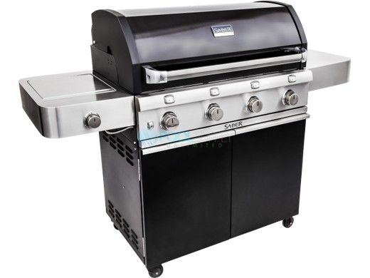 SABER Deluxe Black 4-Burner Stainless Steel Free Standing Propane Gas Grill | R67CC1117
