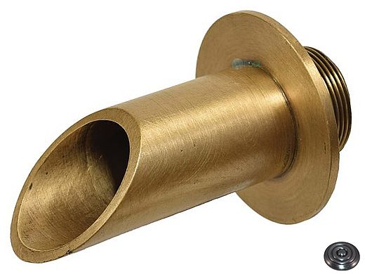 Water Scuppers and Bowls 2" Brass Geo Round Fountain Spout | Pewter | WSBBG8923
