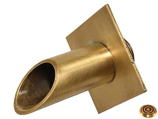 Water Scuppers and Bowls 2" Brass Diamond Geo Water Fountain Spout | French Gold | WSBBD7923
