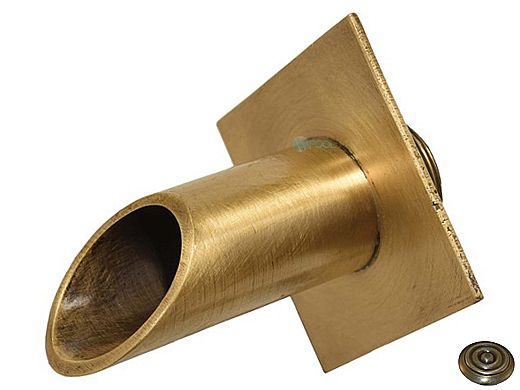 Water Scuppers and Bowls 2" Brass Diamond Geo Water Fountain Spout | Antique Brass | WSBBD7923
