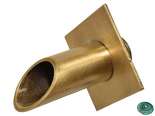 Water Scuppers and Bowls 2" Brass Diamond Geo Water Fountain Spout | Tiffany Patina | WSBBD7923