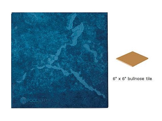 National Pool Tile Blue Seas 6x6 Single Bullnose Pool Tile | Teal Blue | SEA-TEAL SBN