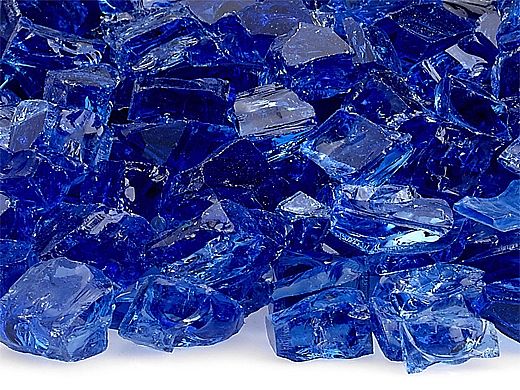 American Fireglass Half Inch Premium Collection | Cobalt Reflective Fire Glass | 55 Pounds | AFF-COBLRF12-55