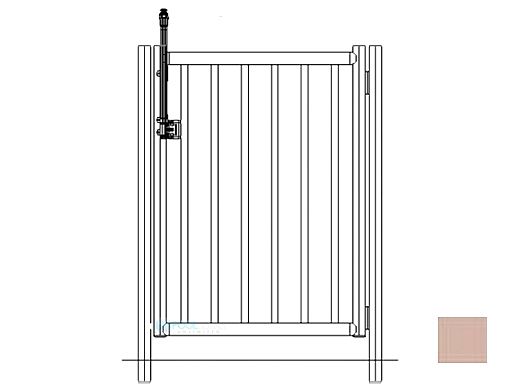 Saftron Self Closing Gate with 54" Plunger Latch For 2200 Series Fencing | 48"H x 36"W | Taupe | FG-2202-4836-T