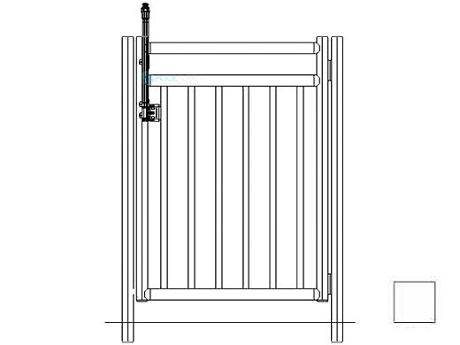 Saftron Self Closing Gate with 54" Plunger Latch For 2400 Series Fencing | 48" H x 36" W | White | FG-2402-4836-W