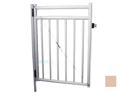 Saftron Self Closing Gate with 54" Plunger Latch For 2400 Series Fencing | 48"H x 36"W | Taupe | FG-2401-4836-T