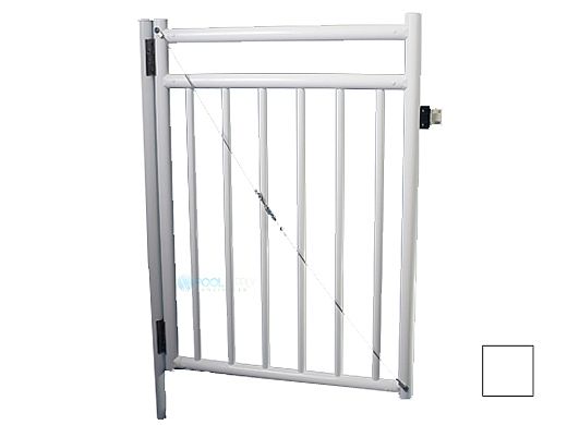 Saftron Self Closing Gate with Standard Latch For 2400 Series Fencing | 48" H x 36" W | White | FG-2401-4836-W