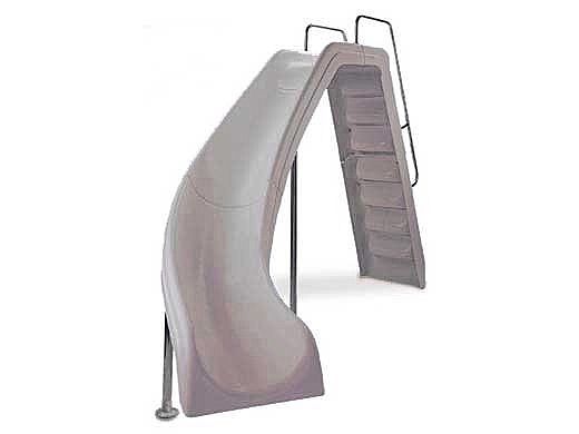 Inter-Fab Wild Ride Pool Slide | Left Curve | Tan | Earth Powder Coated Legs and Handrails | WRS-CLT-A-SS-3