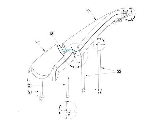 Inter-fab White Water Silde Lower Runway Left Turn | Blue | WWS-LRUN-B-L