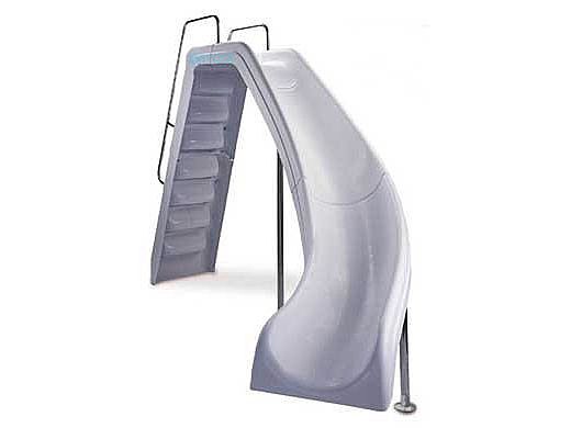 Inter-Fab Wild Ride Pool Slide | Right Curve | White | Handrails and Support Legs ThermoPlastic White| WRS-CR-A-SS-TPC-W