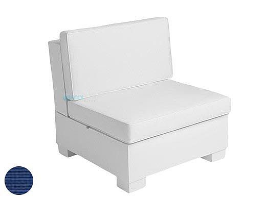 Ledge Lounger Signature Collection Sectional | Middle Piece White Base | Mediterranean Blue Standard Fabric Cushion | LL-SG-S-M-SET-W-STD-4652