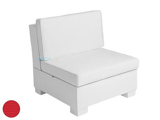 Ledge Lounger Signature Collection Sectional | Middle Piece White Base | Jockey Red Premium 1 Fabric Cushion | LL-SG-S-M-SET-W-P1-4603