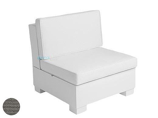 Ledge Lounger Signature Collection Sectional | Middle Piece White Base | Charcoal Grey Standard Fabric Cushion | LL-SG-S-M-SET-W-STD-4644