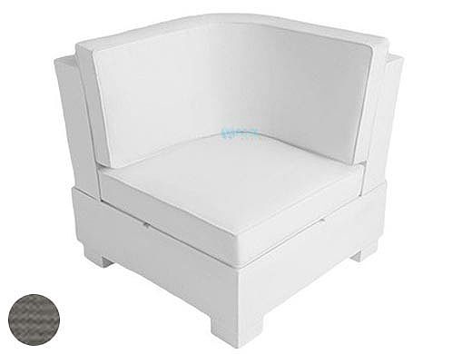 Ledge Lounger Signature Collection Sectional | Corner Piece White Base | Charcoal Grey Standard Fabric Cushion | LL-SG-S-C-SET-W-STD-4644