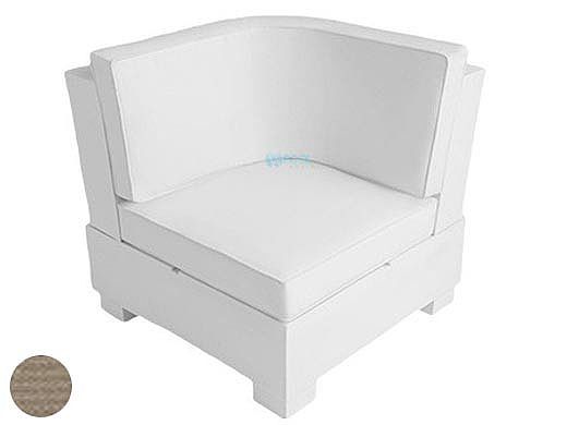 Ledge Lounger Signature Collection Sectional | Corner Piece White Base | Taupe Standard Fabric Cushion | LL-SG-S-C-SET-W-STD-4648