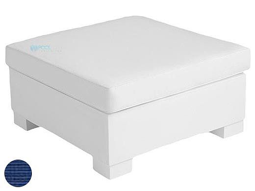 Ledge Lounger Signature Collection Sectional | Ottoman Piece White Base | Mediterranean Blue Standard Fabric Cushion | LL-SG-S-O-SET-W-STD-4652
