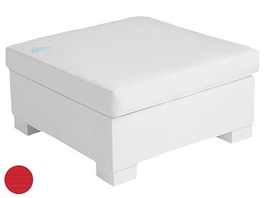 Ledge Lounger Signature Collection Sectional | Ottoman Piece White Base | Jockey Red Premium 1 Fabric Cushion | LL-SG-S-O-SET-W-P1-4603