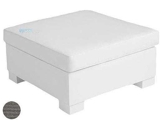 Ledge Lounger Signature Collection Sectional | Ottoman Piece White Base | Charcoal Grey Standard Fabric Cushion | LL-SG-S-O-SET-W-STD-4644