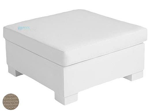 Ledge Lounger Signature Collection Sectional | Ottoman Piece White Base | Taupe Standard Fabric Cushion | LL-SG-S-O-SET-W-STD-4648