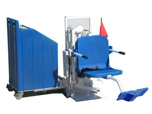 Aqua Creek Patriot Portable Pool Lift | Concrete Weight Plates | White with Blue Seat | F-12PPL-HD-AT2