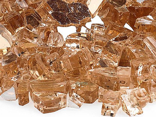 American Fireglass One Fourth Inch Premium Collection | Champagne Reflective Fire Glass | 10 Pound Jar | AFF-CHAMRF-J