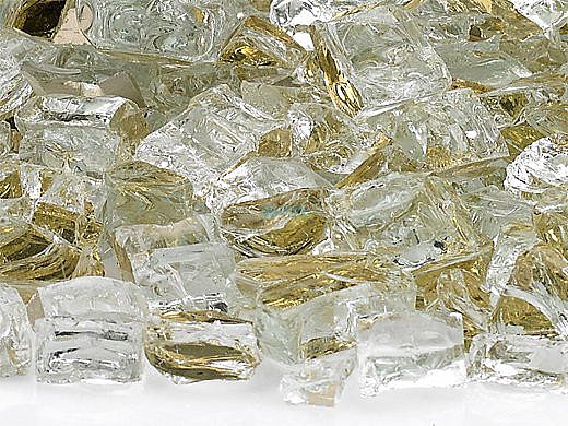 American Fireglass Half Inch Premium Collection | Gold Reflective Fire Glass | 10 Pound Jar | AFF-GDRF12-J