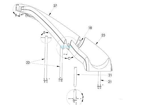 Inter-fab White Water Silde Lower Runway Right Turn | Blue | WWS-LRUN-B-R