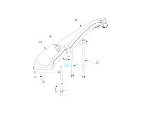 Inter-fab White Water Silde Upper Runway Left Turn | Tan | WWS-URUN-T-L