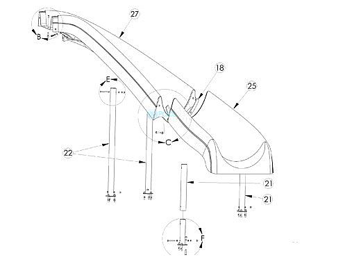 Inter-fab White Water Silde Upper Runway Right Turn | White | WWS-URUN-W-R