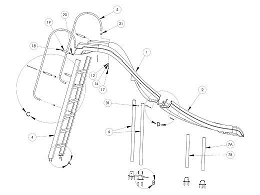 Inter-fab City 2 Slide Lower Runway Left Turn | Tan | CITY2-LRUN-T-L