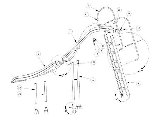 Inter-fab City 2 Slide Upper Runway Right Turn | Gray | CITY2-URUN-G-R