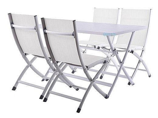 Vivere Brunch Folding Table and Bachelor Chairs 5-Piece Set |  White | BRUC5-WH