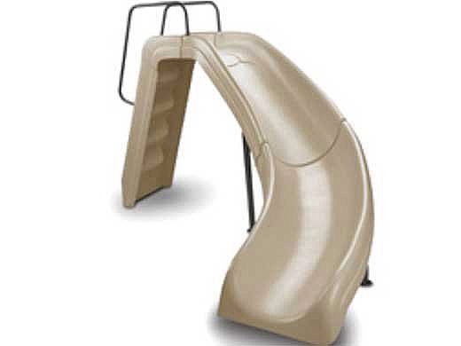 Inter-Fab White Water Pool Slide | Right Curve | Tan | Thermo Plastic Tan Handrails and Legs | WWS-CRT-A-SS-TPC-T