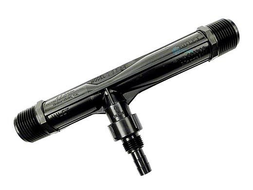 DEL #1078 Mazzei Injector Kynar with Check Valve | 1" NPT, 1/2" MPT | Black | 7-0791