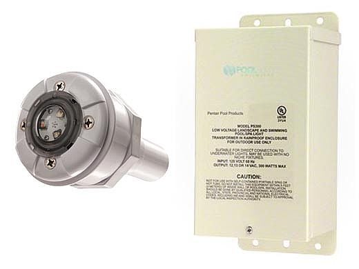 Pentair Color GloBrite Vinly Light Combo | 1 Color GloBrite 100', 300W Transformer & 1 Vinyl Niche | 620080