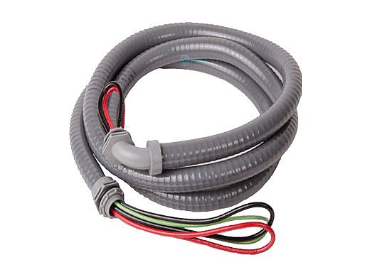 DiversiTech Electrical Whip Kit | 1/2" Flex Conduit 6' Long 4-Wire for 220V or 110V | 12 Gauge Solid Wire | Complete with Electrical Ends | 6-12-6NM4SWP