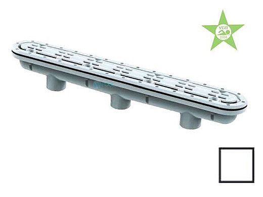 AquaStar 32" Channel Drain with 3 Port Sump/"AV" Grate  Anti-entrapment Suction Outlet Cover for Fiberglass without Gaskets (VGB Series) | White | 32CDAVFG101