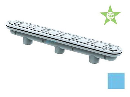 AquaStar 32" Channel Drain with 3 Port Sump/"AV" Grate  Anti-entrapment Suction Outlet Cover for Fiberglass without Gaskets (VGB Series) | Blue | 32CDAVFG104