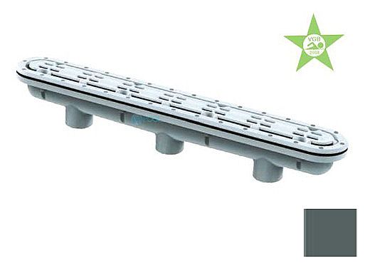 AquaStar 32" Channel Drain with 3 Port Sump/"AV" Grate  Anti-entrapment Suction Outlet Cover for Fiberglass without Gaskets (VGB Series) | Dark Gray | 32CDAVFG105